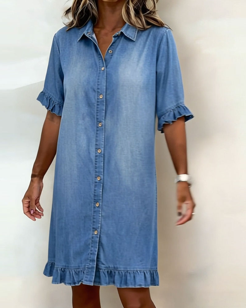 Inès | Robe en Jean Confortable à Fronces Flatteuses