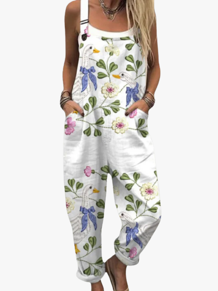 SALOPETTE FLEURS OISEAUX POUR FEMMES