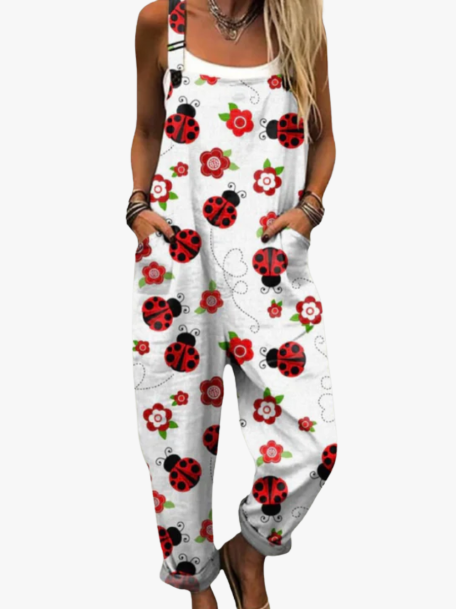SALOPETTE COCCINELLES FLEURIES POUR FEMMES