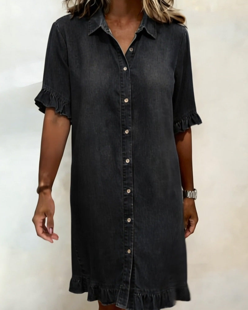 Inès | Robe en Jean Confortable à Fronces Flatteuses