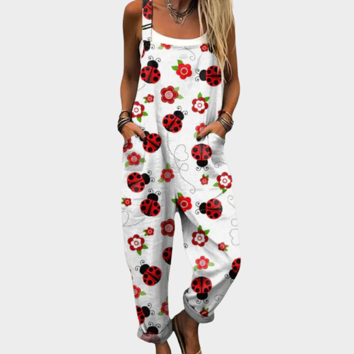 SALOPETTE COCCINELLES FLEURIES POUR FEMMES