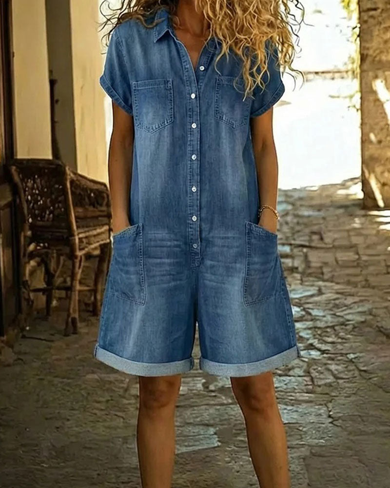 Faustine | Combishort Capri en Denim