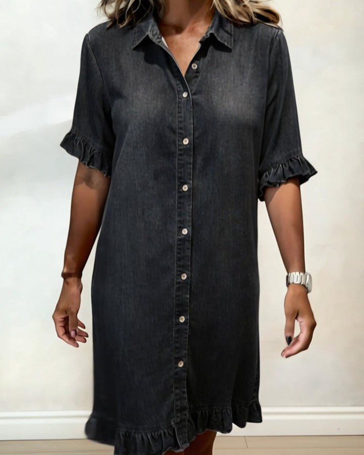 Inès | Robe en Jean Confortable à Fronces Flatteuses