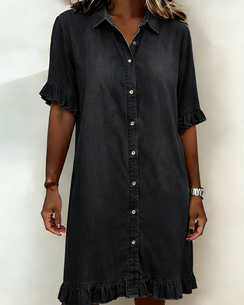 Inès | Robe en Jean Confortable à Fronces Flatteuses