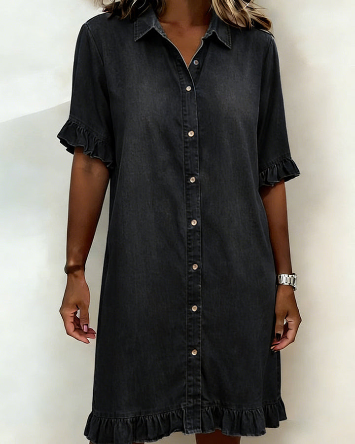 Inès | Robe en Jean Confortable à Fronces Flatteuses