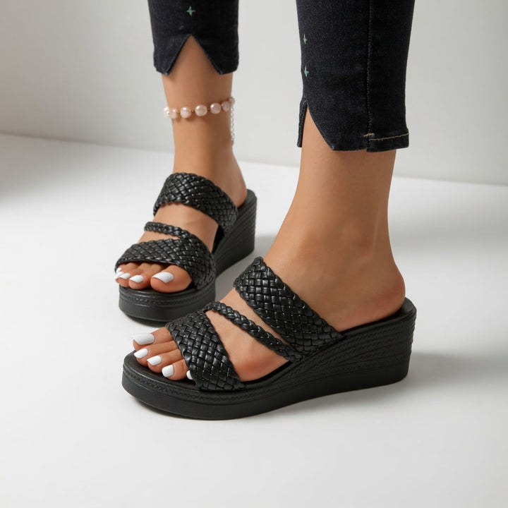 Juliette™ | Mule compensée tressée colorée légèreté estivale