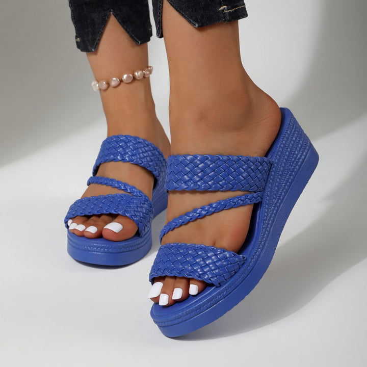 Juliette™ | Mule compensée tressée colorée légèreté estivale