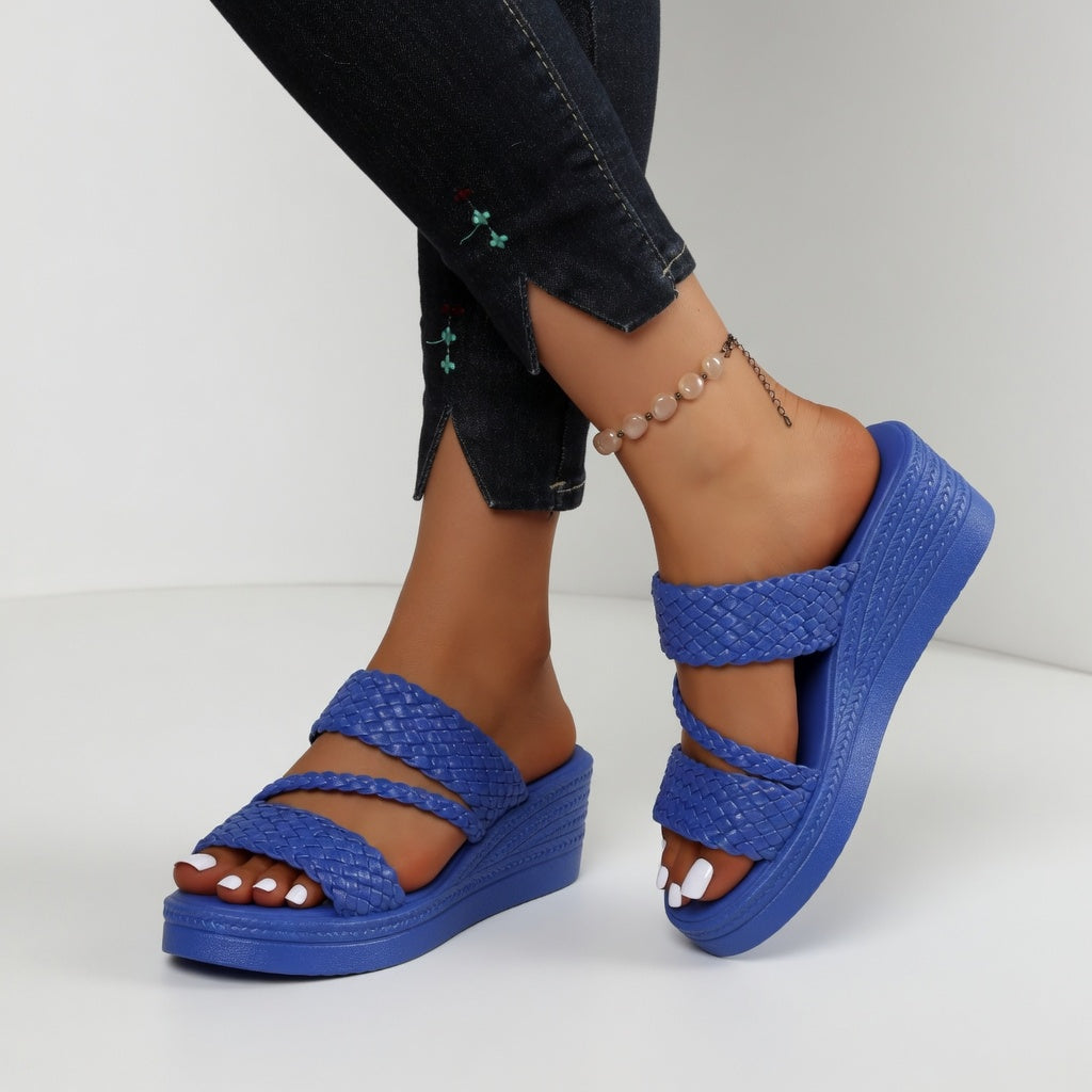 Juliette™ | Mule compensée tressée colorée légèreté estivale