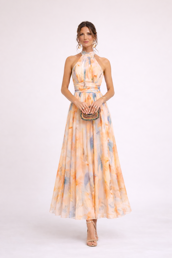 Louna - Robe Halter Aquarelle