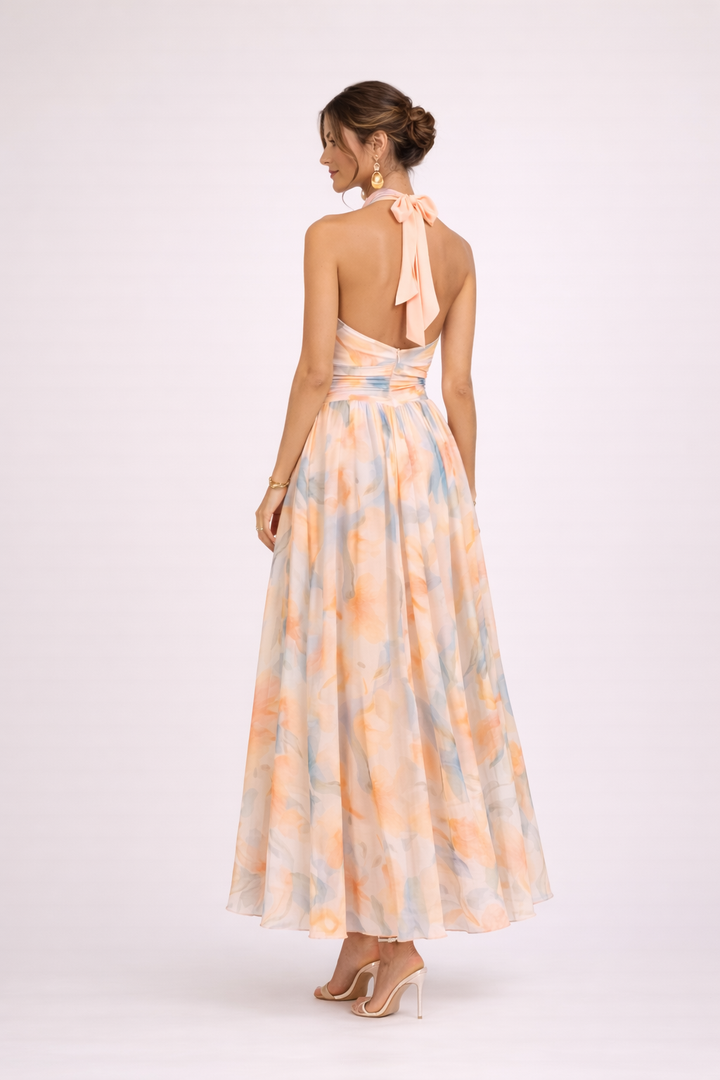 Louna - Robe Halter Aquarelle