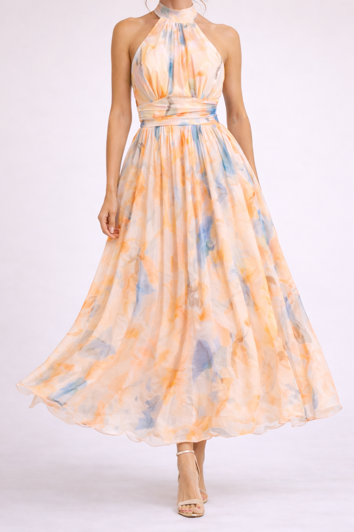 Louna - Robe Halter Aquarelle