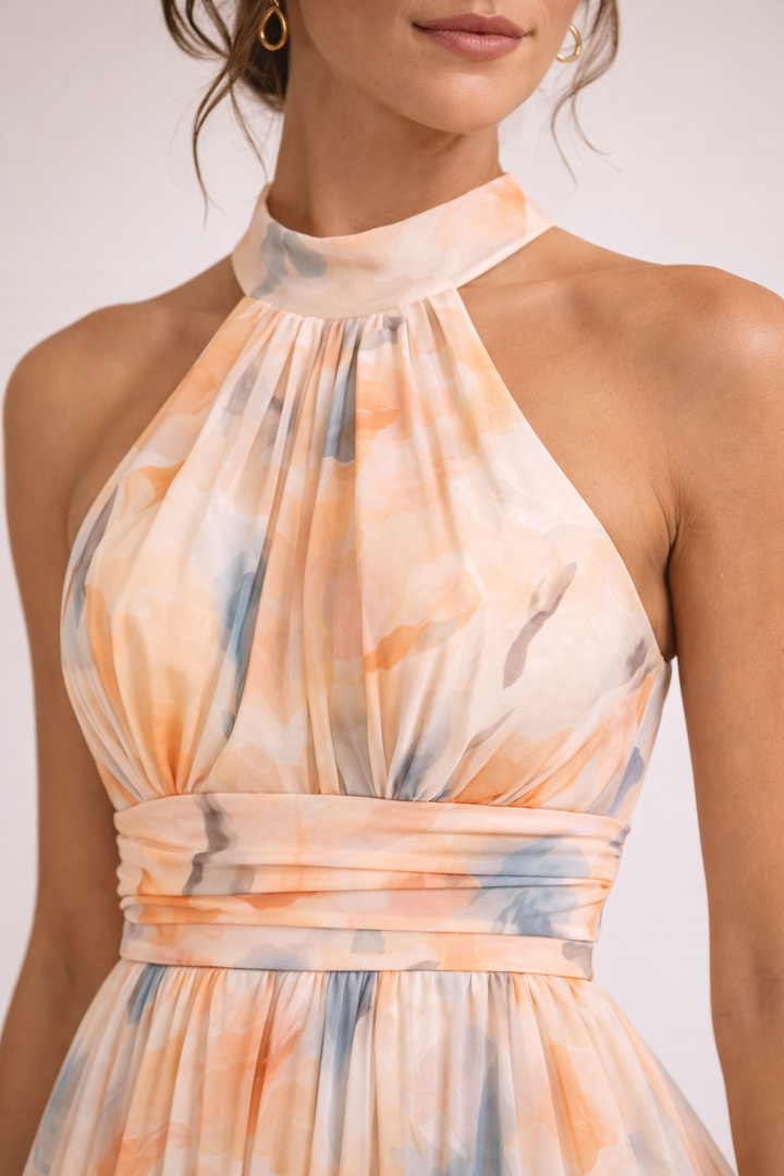 Louna - Robe Halter Aquarelle
