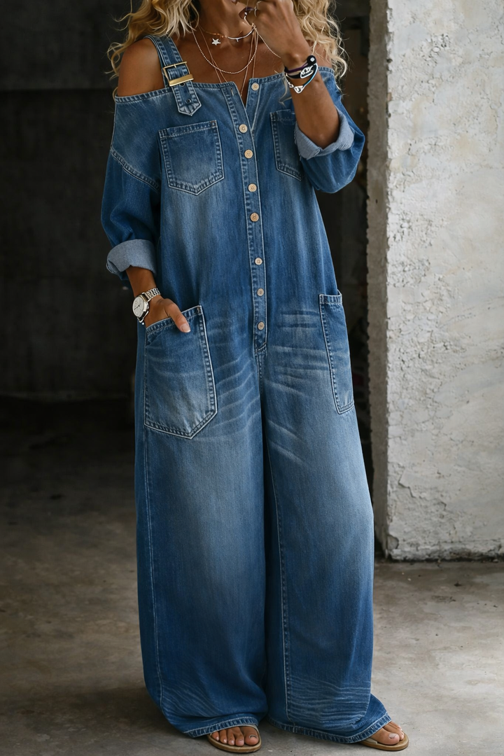 Séraphine | Tuta in Denim con Spalle Scoperte
