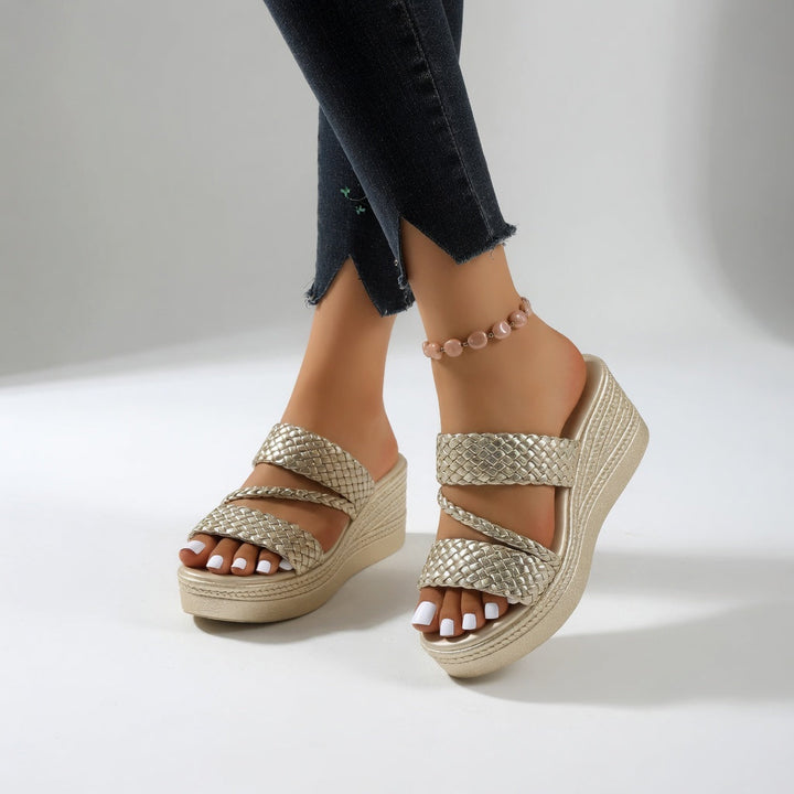 Juliette™ | Mule compensée tressée colorée légèreté estivale