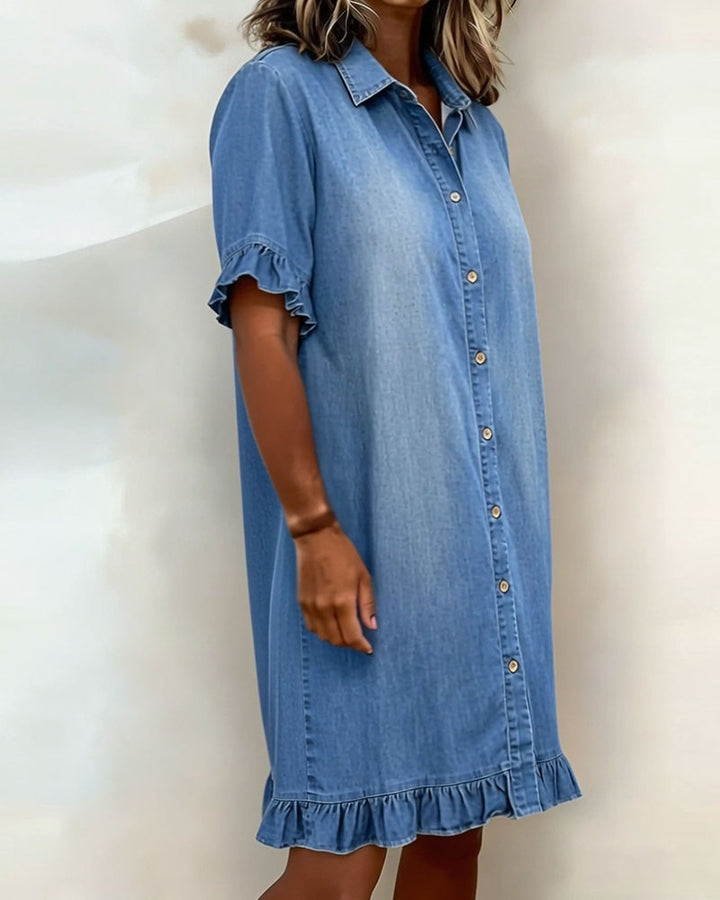 Inès | Robe en Jean Confortable à Fronces Flatteuses