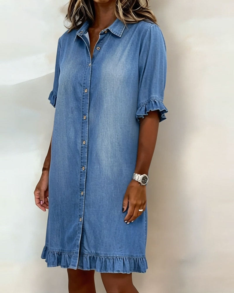 Inès | Robe en Jean Confortable à Fronces Flatteuses