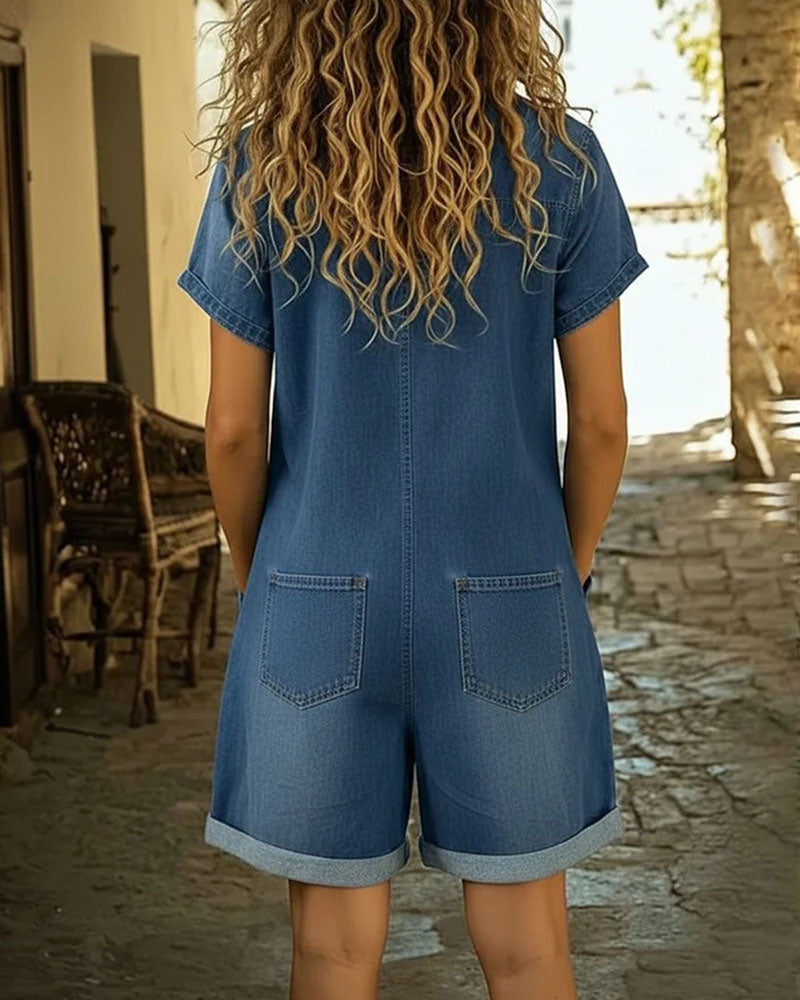 Faustine | Combishort Capri en Denim
