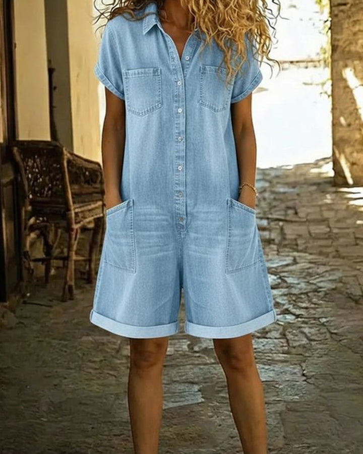 Faustine | Combishort Capri en Denim