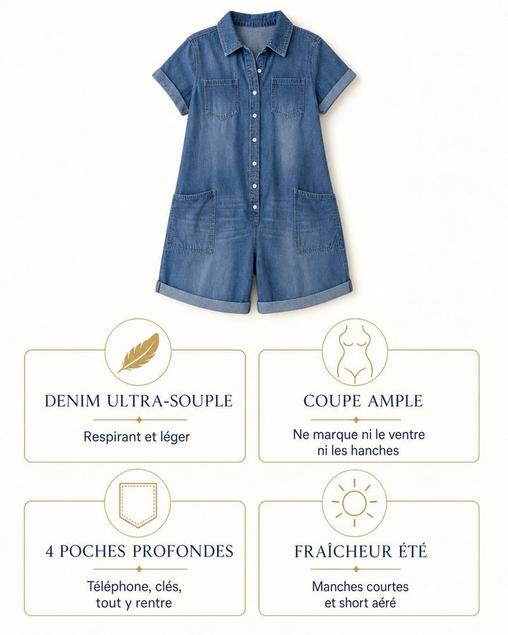 Faustine | Combishort Capri en Denim