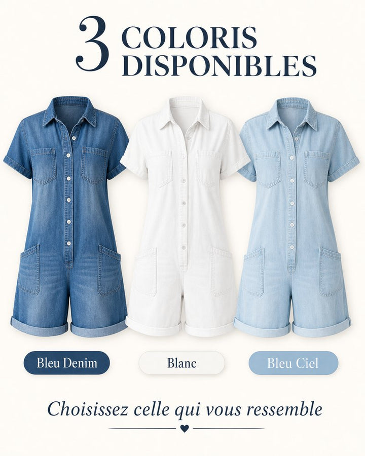 Faustine | Combishort Capri en Denim
