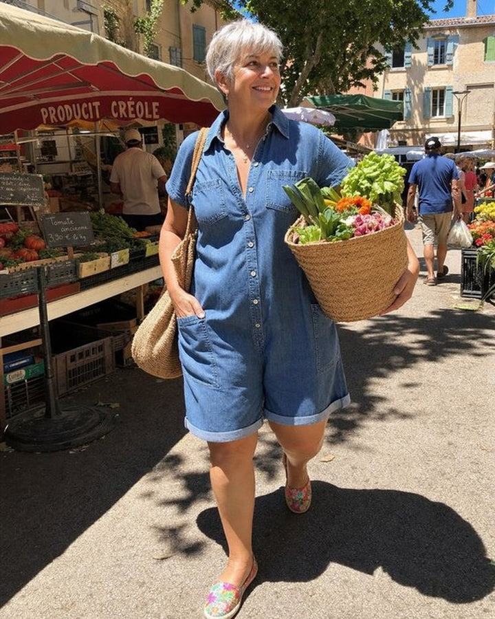 Faustine | Combishort Capri en Denim