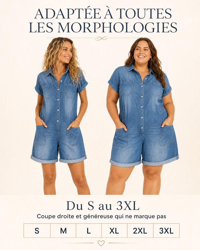 Faustine | Combishort Capri en Denim