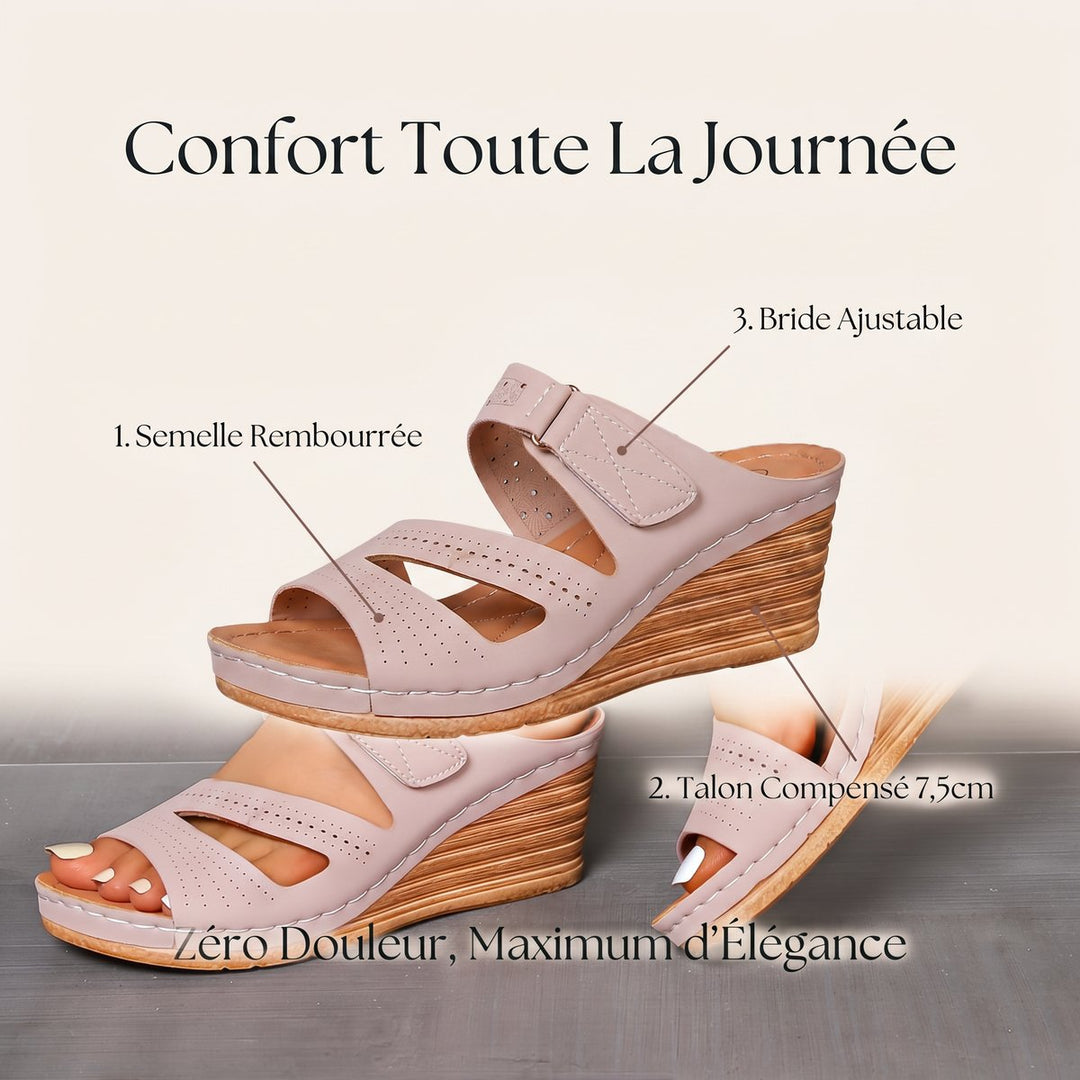 Pauline |  Tarragone à semelle talon compensé confort de 7,5 cm