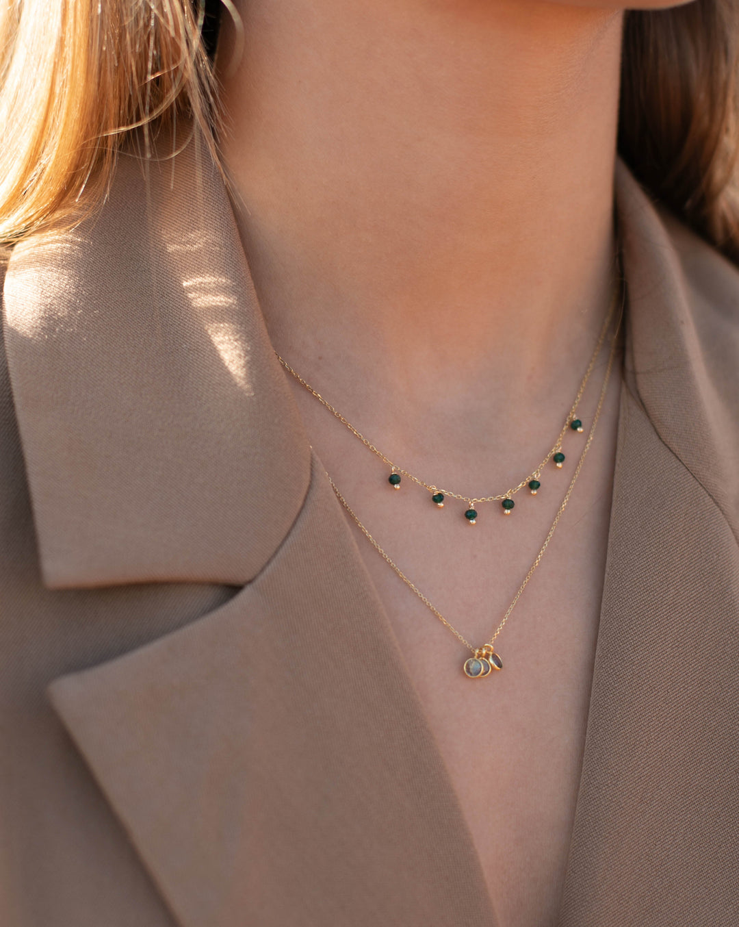 Collier TROIS en pierre de lune